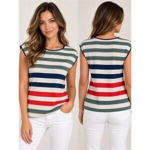 Lavish Multicolor Striped Sleeveless Top Size L